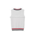 Boy's Knitted Stripe Rib Cable Cable Front School Vest